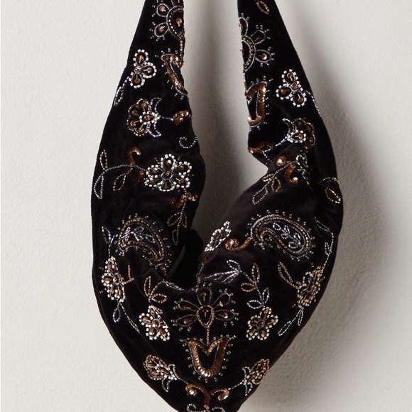 Free People Handbags - Free People Velvet Bag with Embroidery in Black. Brand new!